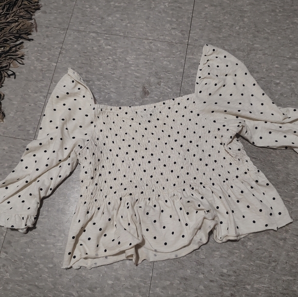 100% cotton American eagle cropped baby doll polka dot top - Picture 5 of 8